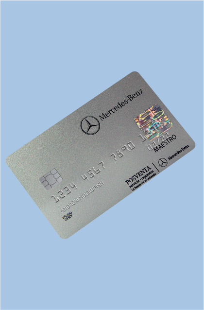 Tarjetas PVC doradas y plateadas de Mercedes Benz