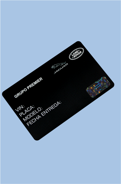 Tarjetas PVC doradas y plateadas de Jaguar Land Rover